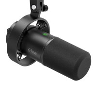 FIFINE K688 USB/XLR Dynamic Microphone (with Shock Mount, Touch-Mute, Headphone Jack, I/O Controls for Podcasting)