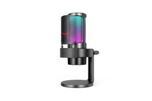 Fifine Ampligame A8 USB microphone with controllable RGB, live monitoring, input dial, pop filter for streaming