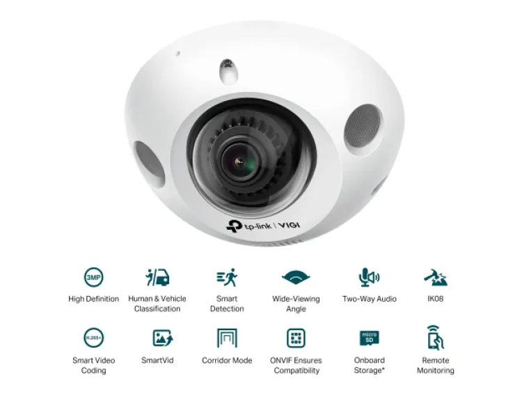 TP-Link VIGI C230I Mini IP 3MP IR Audio Dome Camera