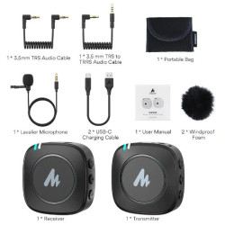 Maono WM820 Real-time Monitoring and Mute Wireless Lavalier Microphone