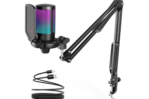 FIFINE AMPLIGAME A6T Gaming PC USB Microphone, Podcast Condenser Mic with Boom Arm Microphone