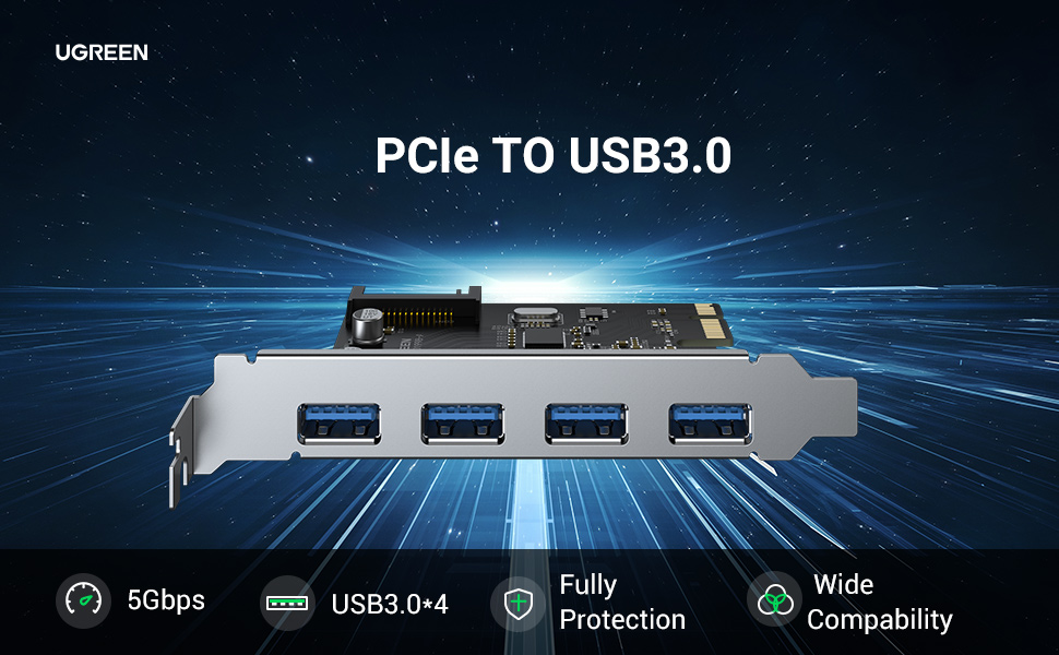 UGREEN 30716 PCI E TO 4 PORT USB 3.0 EXPANSION CARD UGREEN 30716 PCI E TO 4 PORT USB 3.0 EXPANSION CARD