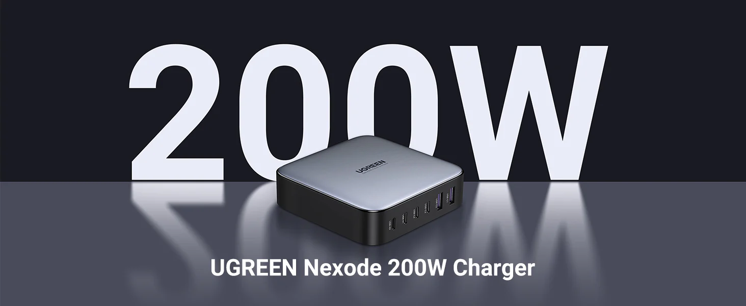 UGREEN Nexode 40905 200W USB C GaN Charger-6 Ports Desktop Charger