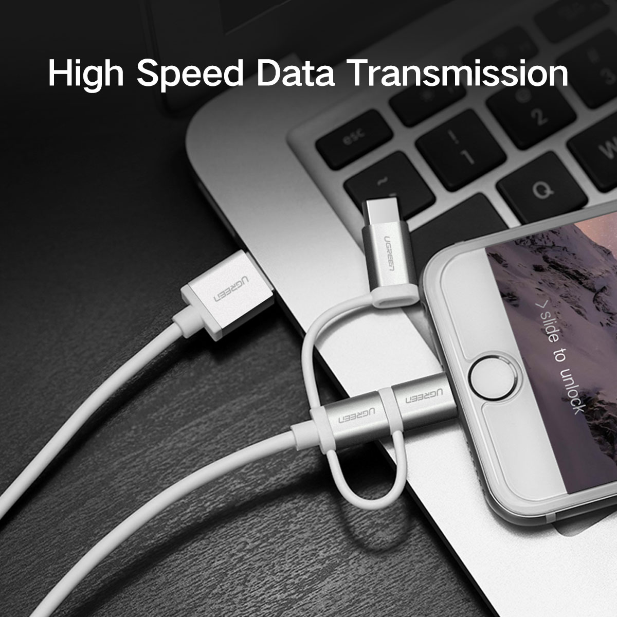 UGREEN 50203 3-IN-1 CHARGING DATA CABLE 1.5M