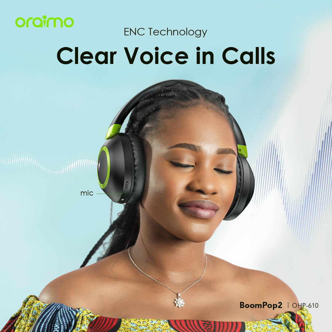Oraimo OHP-610 BoomPop 2 ENC Over-Ear Wireless Headphones