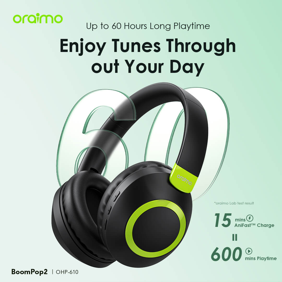 Oraimo OHP-610 BoomPop 2 ENC Over-Ear Wireless Headphones